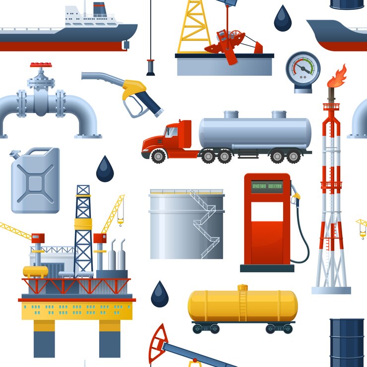 Vecteur gratuit modèle sans couture de l'industrie pétrolière