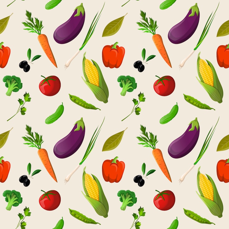 Vecteur gratuit modèle sans couture de légumes