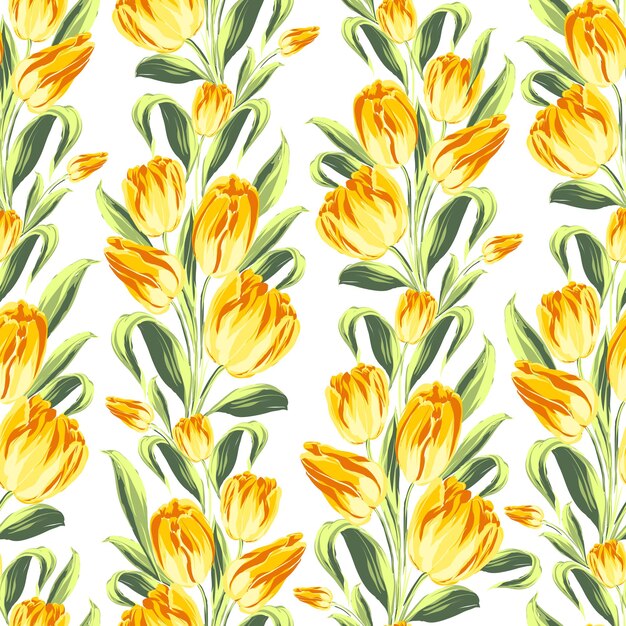 Modèle sans couture avec tulipes. Illustration vectorielle.