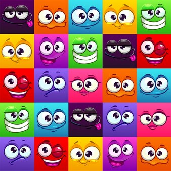 Modèle sans couture avec des visages emoji colorés drôles