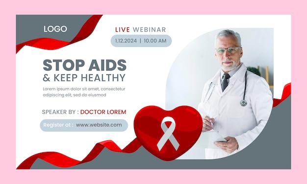 Vecteur gratuit modèle de séminaire en ligne pour la journée mondiale du sida