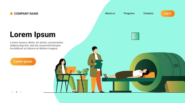 Vecteur gratuit modèle de site web, page de destination avec illustration du concept d'examen médical et de diagnostic