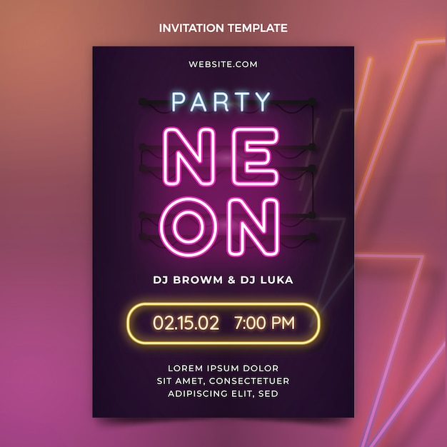 Modèle de soirée disco néon réaliste