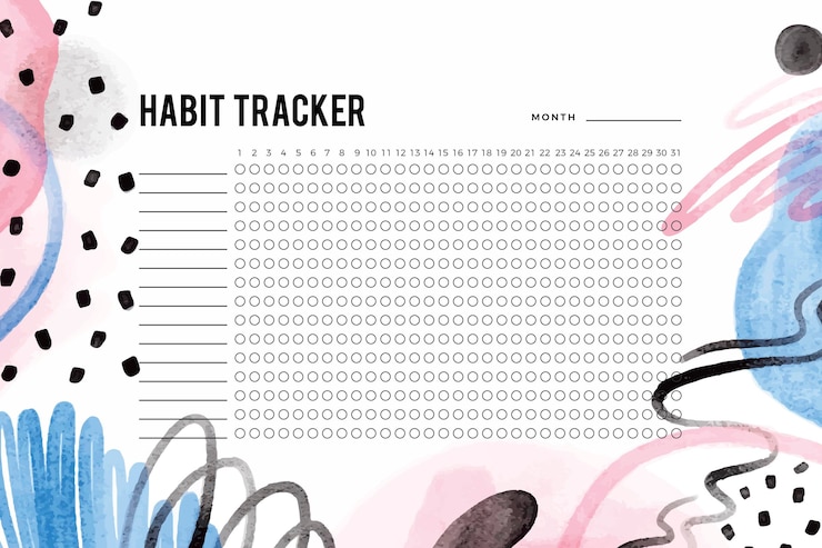Vecteur gratuit modèle de suivi d'habitude avec des formes peintes