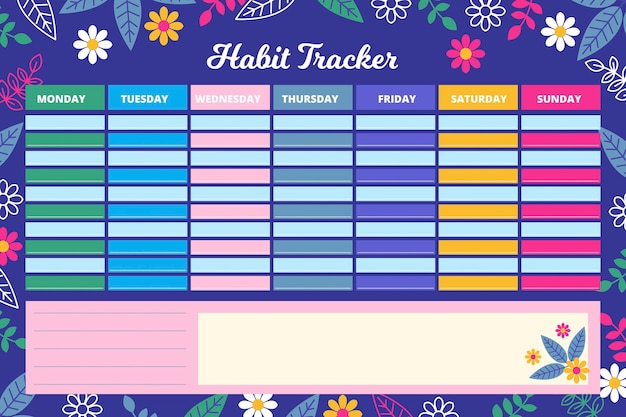 Vecteur gratuit modèle de suivi d'habitude