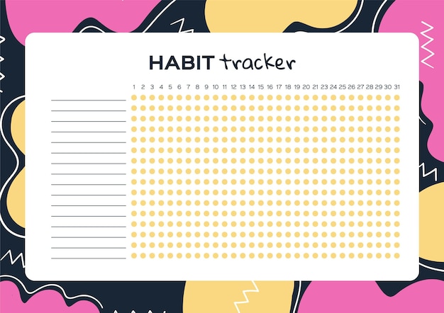 Vecteur gratuit modèle de suivi d'habitude