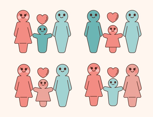 Modèle de symbole de famille dessiné à la main
