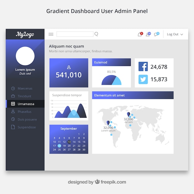 Modèle De Tableau De Bord D'administration Avec Un Design Plat