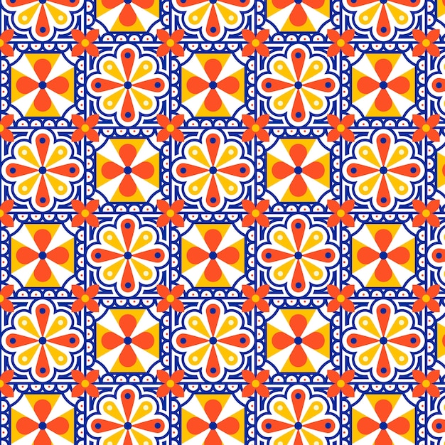 Vecteur gratuit modèle de talavera mexicain design plat