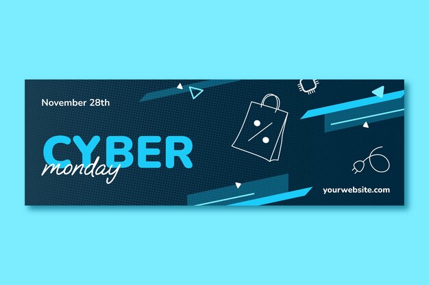 Vecteur gratuit modèle d'en-tête twitter cyber lundi