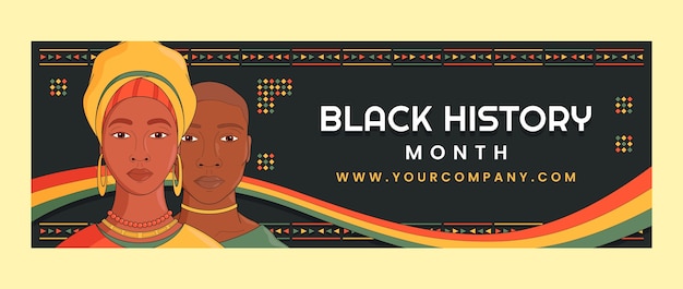 Vecteur gratuit modèle d'en-tête twitter du mois de l'histoire des noirs