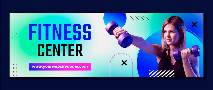 Vecteur gratuit modèle d'en-tête de twitter d'entraînement en salle de sport