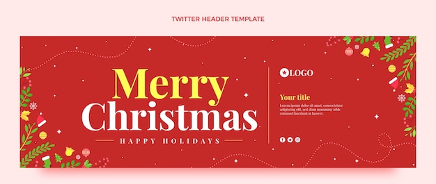 Modèle D'en-tête Twitter De Noël Plat