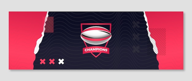 Vecteur gratuit modèle d'en-tête twitter pour le championnat de rugby