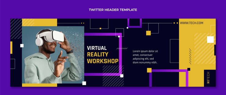 Vecteur gratuit modèle d'en-tête twitter de technologie de conception plate
