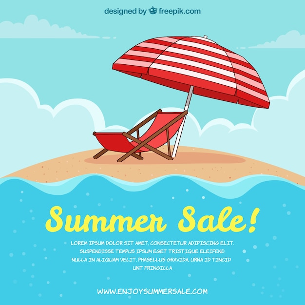 Vecteur gratuit modèle de vente d'été avec vue sur la plage