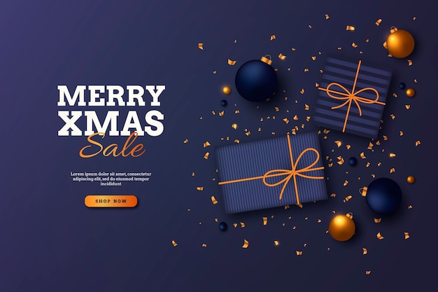 Modèle de vente de Noël doré
