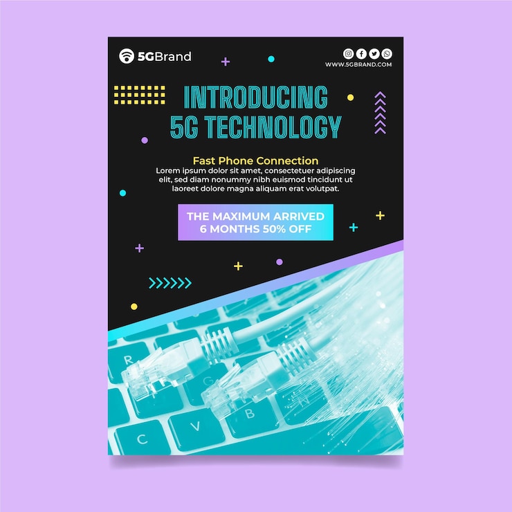 Vecteur gratuit modèle vertical de flyer 5g