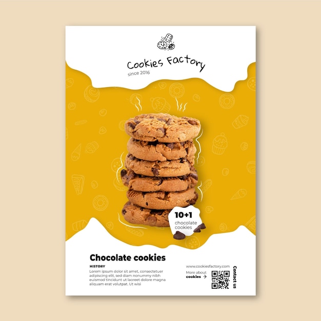 Vecteur gratuit modèle vertical de flyer de cookies