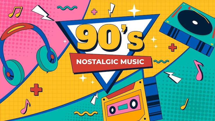 Vecteur gratuit modèle de vignette youtube plat nostalgique des années 90 dessiné à la main