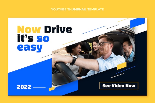 Vecteur gratuit modèle de vignette youtube pour école de conduite design plat