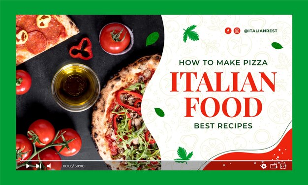 Modèle de vignette youtube pour restaurant italien