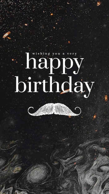 Vecteur gratuit modèle de voeux d'anniversaire gentleman avec illustration de moustache