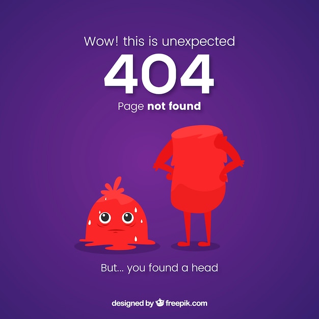 Vecteur gratuit modèle web erreur 404 avec monstre drôle