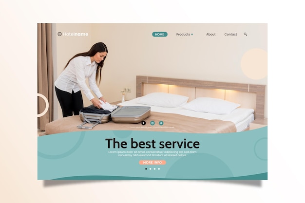 Vecteur gratuit modèle web d'hôtel avec photo