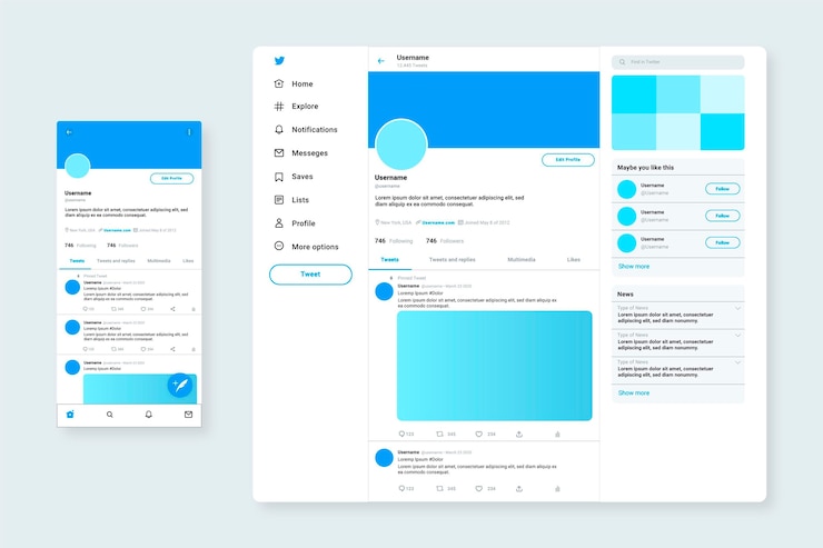Vecteur gratuit modèle web d'interface twitter