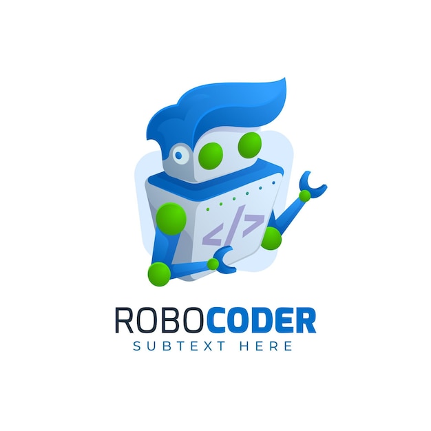 Vecteur gratuit modèle web de logo robocoder