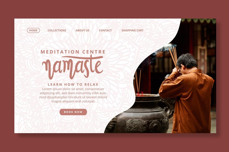 Vecteur gratuit modèle web de méditation et de pleine conscience