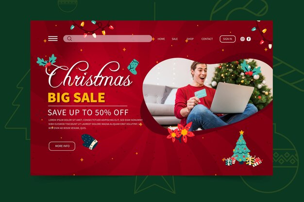 Modèle Web de page de destination de vente joyeux Noël