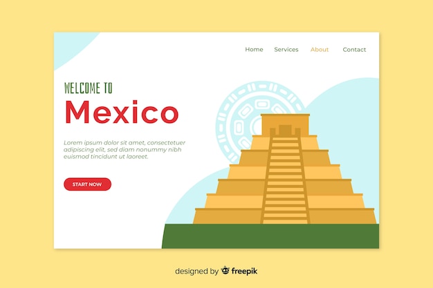 Vecteur gratuit modèle web de page de renvoi corporative pour une agence de voyages au mexique
