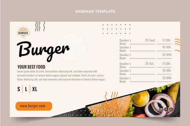 Vecteur gratuit modèle de webinaire sur l'alimentation plate