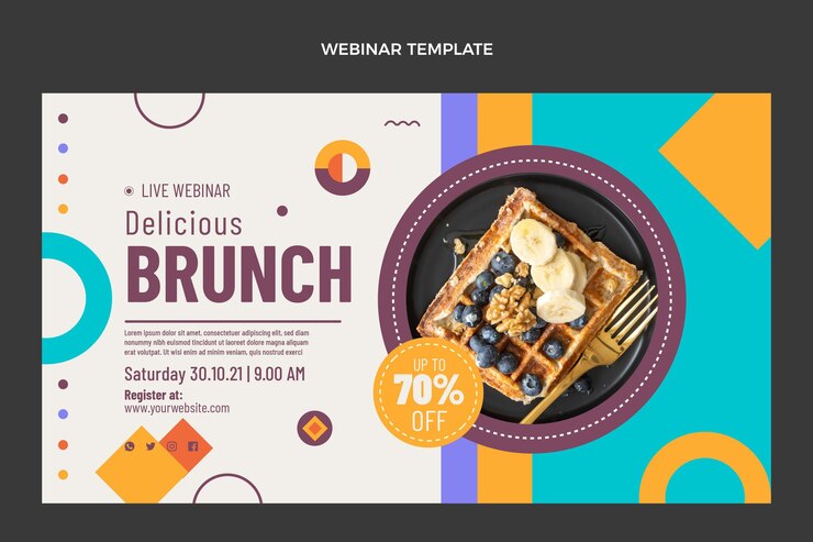 Vecteur gratuit modèle de webinaire sur l'alimentation plate