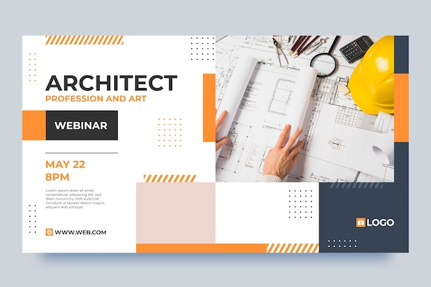 Vecteur gratuit modèle de webinaire d'architecte design plat