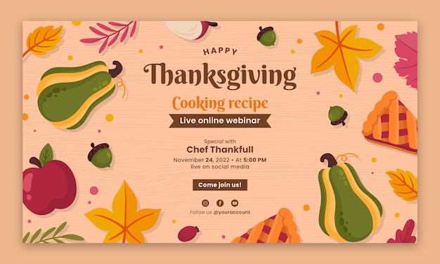 Vecteur gratuit modèle de webinaire de célébration de thanksgiving