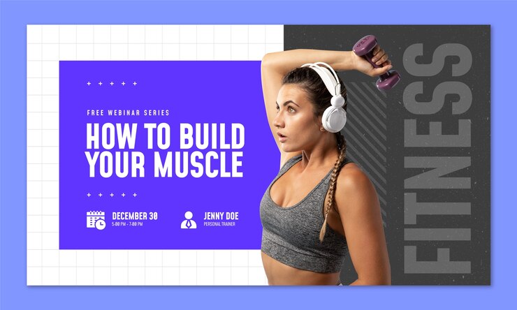 Vecteur gratuit modèle de webinaire de centre de remise en forme