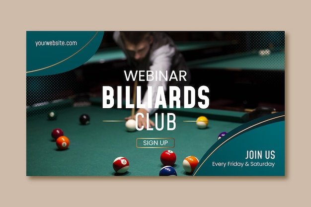 Vecteur gratuit modèle de webinaire dégradé pour billard et club de billard