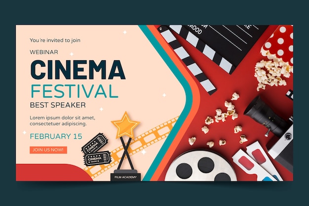 Vecteur gratuit modèle de webinaire du festival de cinéma