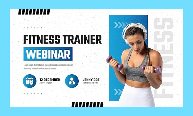 Vecteur gratuit modèle de webinaire d'entraînement de gym fitness