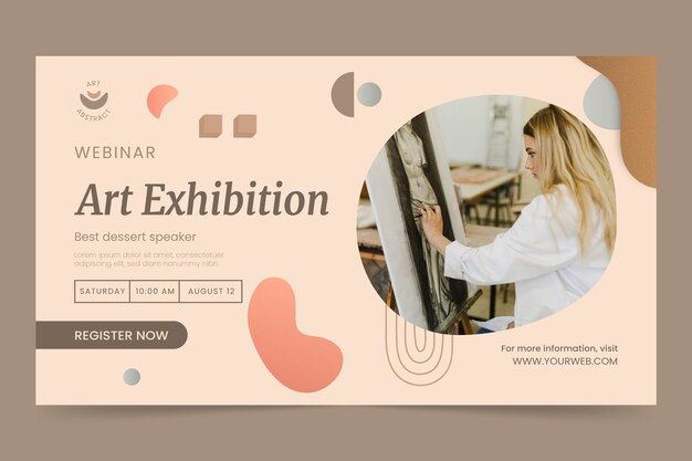 Modèle de webinaire d'événement d'exposition d'art dessiné à la main