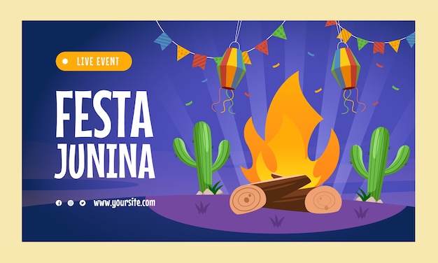 Vecteur gratuit modèle de webinaire festa junina dessiné à la main