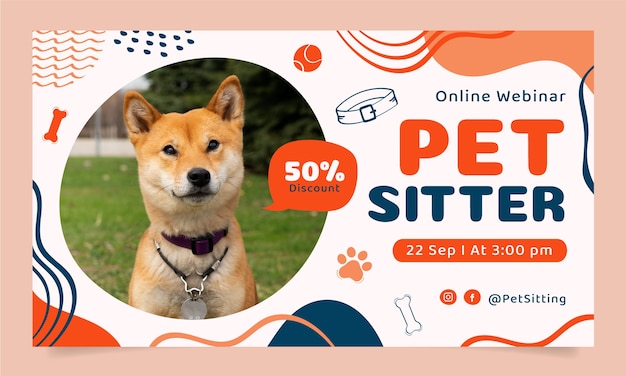 Modèle De Webinaire De Garde D'animaux Design Plat