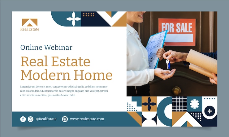 Vecteur gratuit modèle de webinaire sur l'immobilier