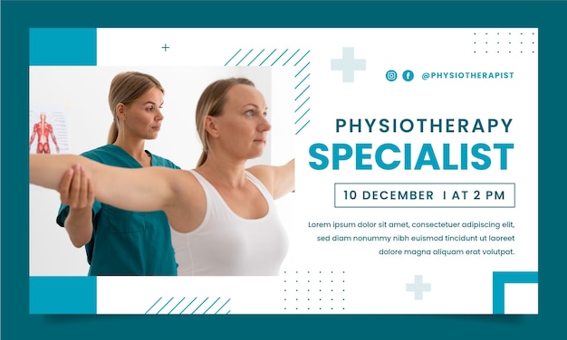 Vecteur gratuit modèle de webinaire plat de physiothérapeute