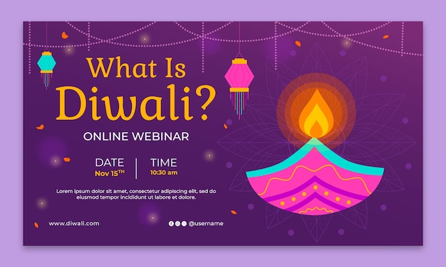 Vecteur gratuit modèle de webinaire pour la célébration du festival de diwali