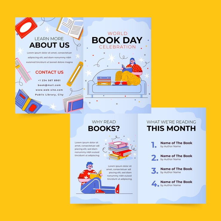 Vecteur gratuit modèle de webinaire pour la célébration de la journée mondiale du livre
