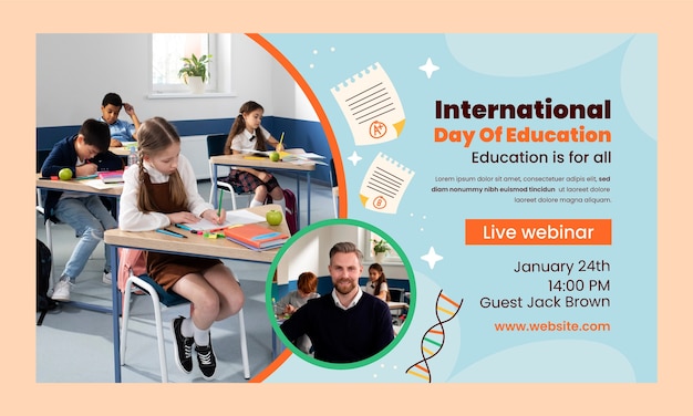 Vecteur gratuit modèle de webinaire pour la journée internationale de l'éducation